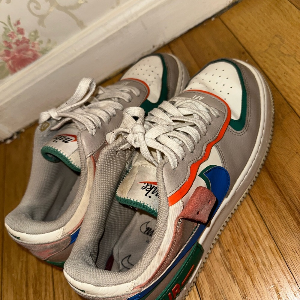 Nike Air Force 1 trainers in white blue green #AirForce1